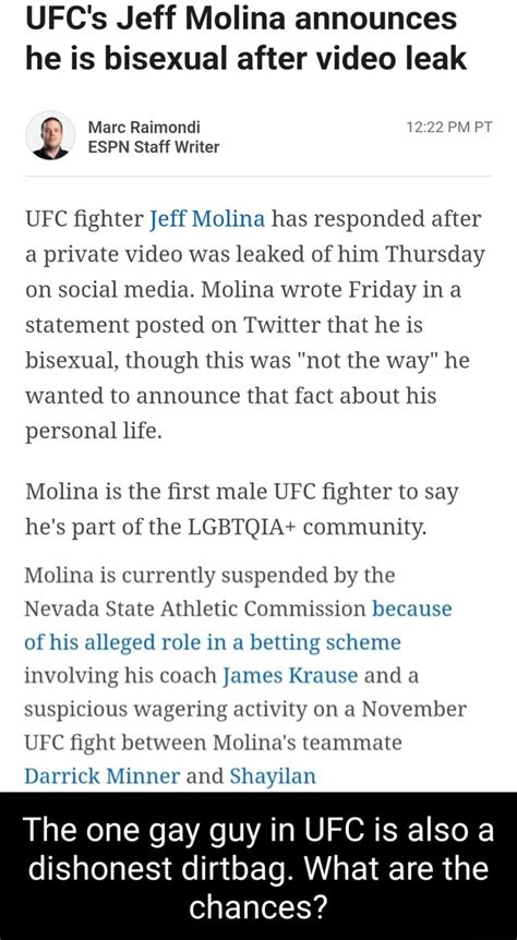 leaked jeff molina video|UFCs Jeff Molina announces he is bisexual after video leak